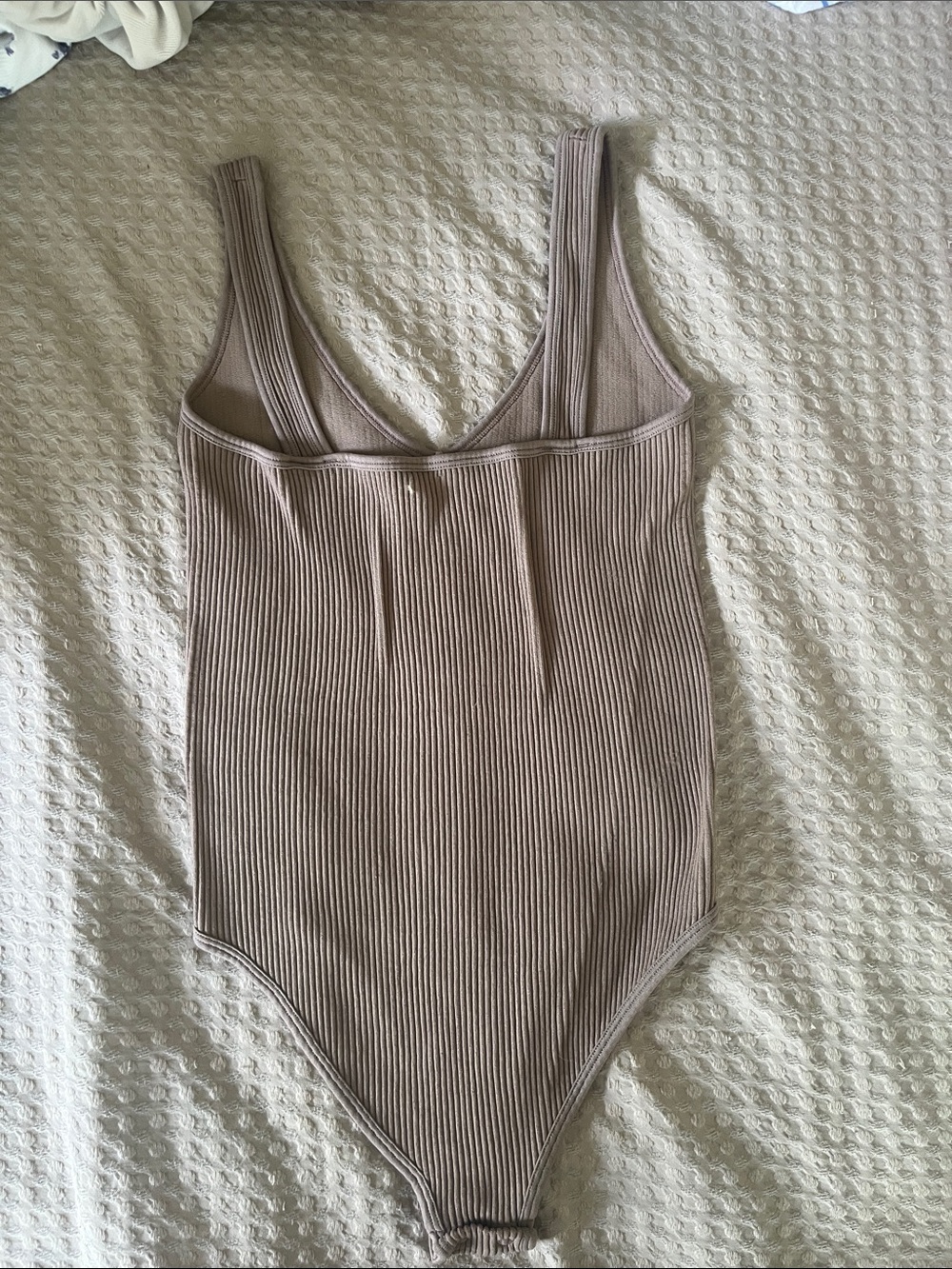 Set of 3 Ribbed Tank Bodysuit Tank in Brown, Taupe & White - Womens - Picture 5 of 8